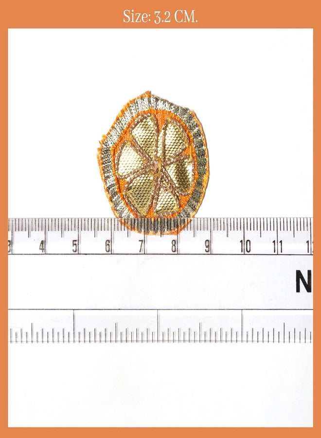 EmbroideryMaterial Gota Patti Embroidery Patches for Clothes, Applique Patches for Embroidery Work, Gota Flowers for Decoration, Crafts & Flowers for Dress Designing (20 Pieces, Gold & Orange, 3.2 CM) - Image 2